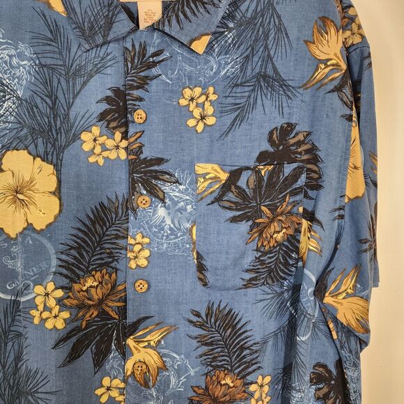 Paradise Collection Men Shirt Size XL Blue Button Up 100% Washable Silk Hawaiian - Picture 5 of 9